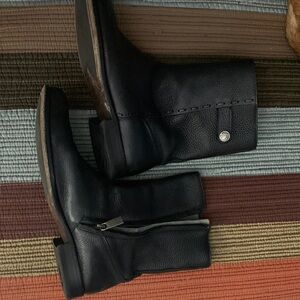 Black Leather Mid-Calf Boots